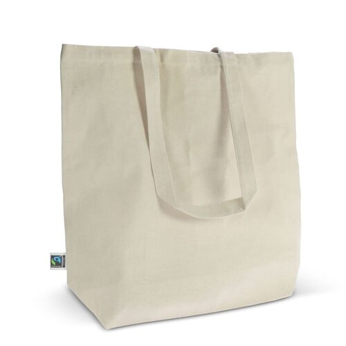 Fairtrade katoenen tas ecru 270g, stevige duurzame tas – ethisch bedrukt relatiegeschenk voor retail, beurzen en promotie