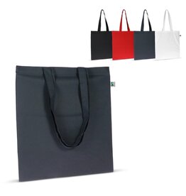 Fairtrade katoenen tas gekleurd 140g, duurzame tas met lange handvatten – ethisch bedrukt relatiegeschenk voor retail en promotie