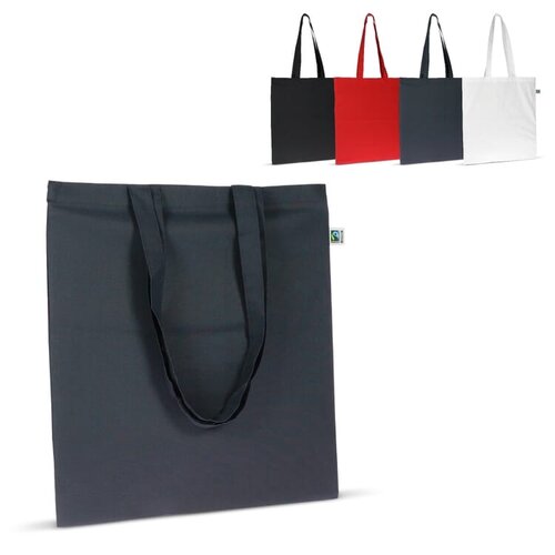 Fairtrade katoenen tas gekleurd 140g, duurzame tas met lange handvatten – ethisch bedrukt relatiegeschenk voor retail en promotie
