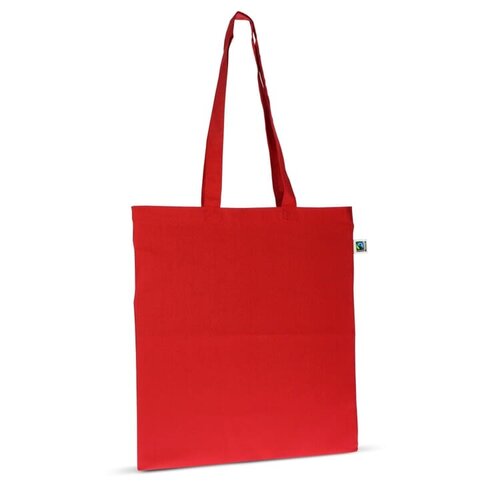 Fairtrade katoenen tas gekleurd 140g, duurzame tas met lange handvatten – ethisch bedrukt relatiegeschenk voor retail en promotie