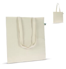 Fairtrade katoenen tas ecru 140g, duurzame schoudertas met lange handvatten – ethisch bedrukt relatiegeschenk voor retail en dagelijks gebruik