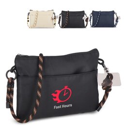 Everyday Essentials pouch met paracord draagkoord, compact tasje met telefoonbevestiging – stijlvol bedrukt relatiegeschenk voor dagelijks gebruik