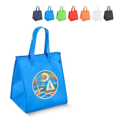 Koeltas R-PET Non-Woven LT95391 van gerecycled PET met aluminium isolatievoering en ruim drukoppervlak bedrukken met logo