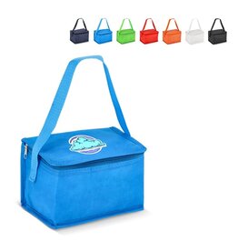 R-PET koeltas 6 blikjes non-woven 75g met aluminiumfolie – compacte duurzame koeltas als bedrukt relatiegeschenk voor outdoor en promotie