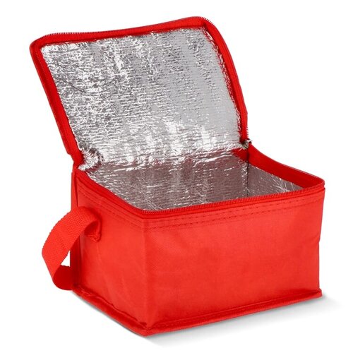 R-PET koeltas 6 blikjes non-woven 75g met aluminiumfolie – compacte duurzame koeltas als bedrukt relatiegeschenk voor outdoor en promotie
