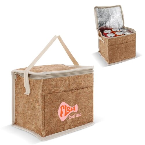 Kurk koeltas vierkant 22x18x18cm, duurzame compacte tas met draaghengsel – milieuvriendelijk bedrukt relatiegeschenk voor lunch en picknick