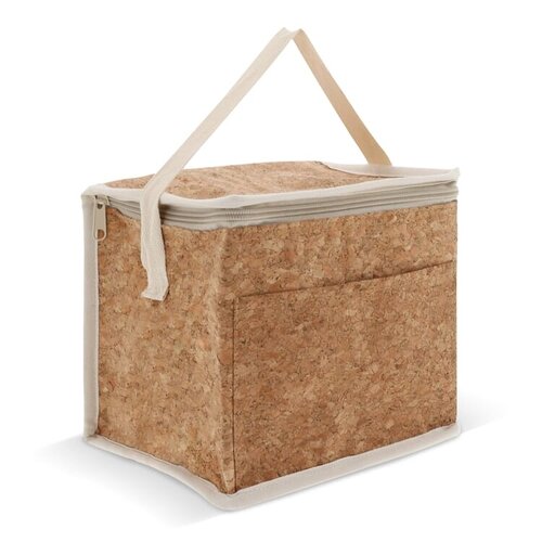 Kurk koeltas vierkant 22x18x18cm, duurzame compacte tas met draaghengsel – milieuvriendelijk bedrukt relatiegeschenk voor lunch en picknick