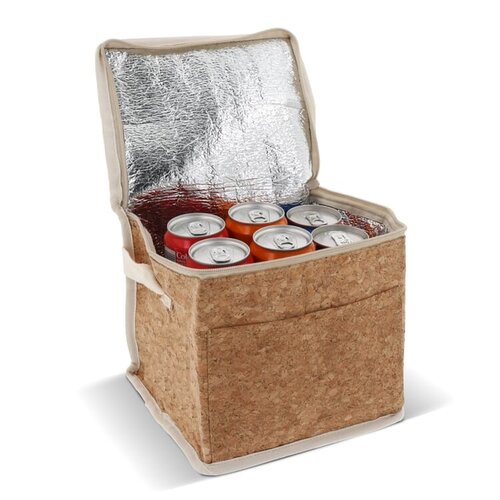 Kurk koeltas vierkant 22x18x18cm, duurzame compacte tas met draaghengsel – milieuvriendelijk bedrukt relatiegeschenk voor lunch en picknick