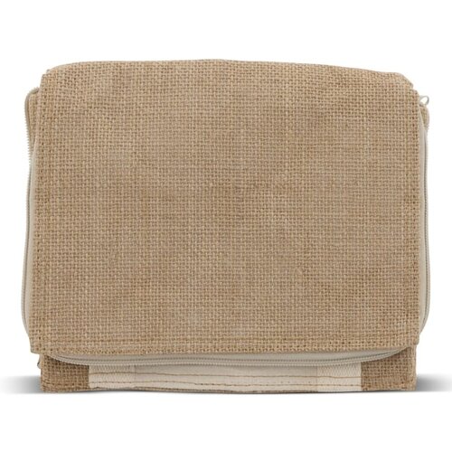 Koeltas Jute Vierkant LT95265 van jute en katoen met isolerende binnenvoering bedrukken met logo voor lunch, picknick en strandgebruik