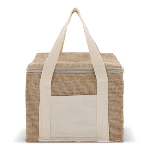 Koeltas Jute Vierkant LT95265 van jute en katoen met isolerende binnenvoering bedrukken met logo voor lunch, picknick en strandgebruik