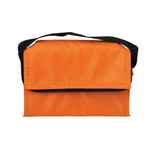 Koeltas met rits klein 6 blikjes, compacte polyester koeltas met draagriem – bedrukt relatiegeschenk voor outdoor en promotie