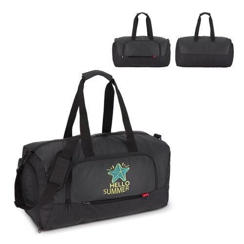 Weekend tas Maverick 27L, luxe reistas van jacquard en 600D met PU-coating – stijlvolle bedrukt relatiegeschenk voor reizen en werk