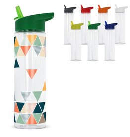 Waterfles Avery R-PET 600ml met opvouwbaar rietje – duurzame drinkfles van gerecycled PET als bedrukt relatiegeschenk voor kantoor en onderweg