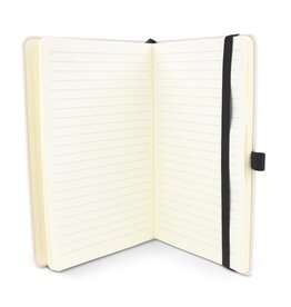 Duurzaam notitieboek van gerecycled katoen en R-PET A5 met FSC-papier – milieuvriendelijk bedrukt relatiegeschenk voor kantoor en promotie