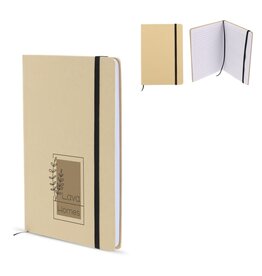 Compact notitieboek A6 met ronde hoeken, elastiek en leeslint – bedrukt relatiegeschenk voor dagelijks gebruik en zakelijke promoties