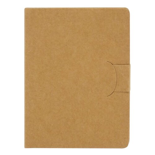Compact notitieboek met memoblaadjes in kartonnen kaft – duurzaam bedrukt relatiegeschenk in bruin, zwart of wit voor dagelijks gebruik