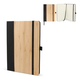 Duurzaam notitieboek bamboe en R-PET A5 met FSC-papier – milieuvriendelijk bedrukt relatiegeschenk voor kantoor en zakelijke promoties
