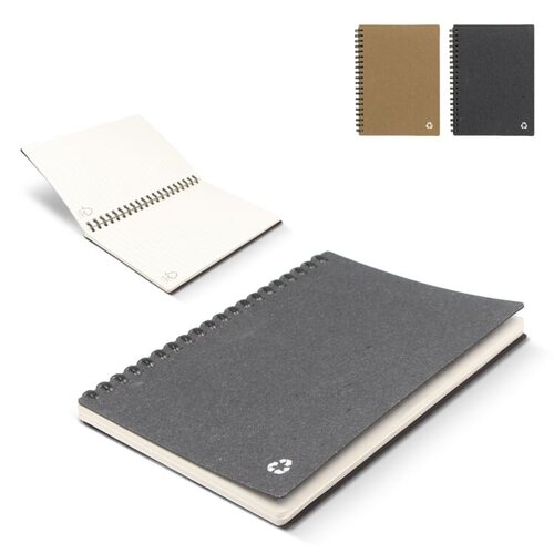 duurzaam notebook midi van gerecycled leer met logo – DeBle relatiegeschenk met luxe uitstraling en milieuvriendelijke afwerking voor bedrijven