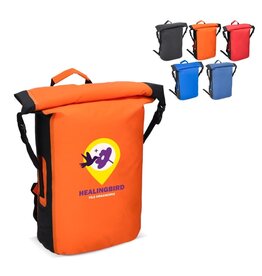 Rolltop rugzak 25 liter waterdicht – DeBle outdoor rugzak met logo en rolltop-sluiting voor bedrijven