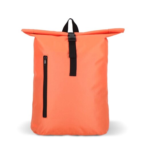 R-PET 600D rolltop rugzak 20 liter – DeBle duurzame rugzak met logo van gerecycled PET, met voorvak, rolltop-sluiting en verstelbare schouderbanden voor bedrijven