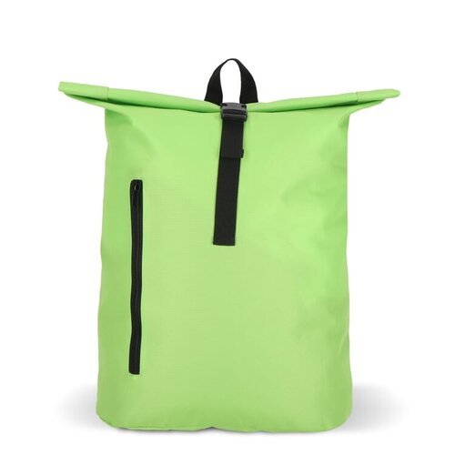 R-PET 600D rolltop rugzak 20 liter – DeBle duurzame rugzak met logo van gerecycled PET, met voorvak, rolltop-sluiting en verstelbare schouderbanden voor bedrijven