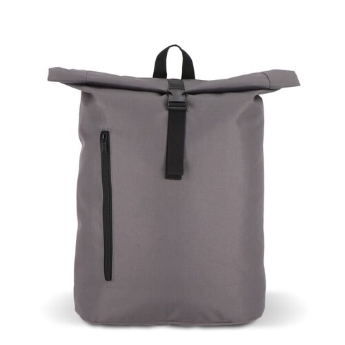 R-PET 600D rolltop rugzak 20 liter – DeBle duurzame rugzak met logo van gerecycled PET, met voorvak, rolltop-sluiting en verstelbare schouderbanden voor bedrijven