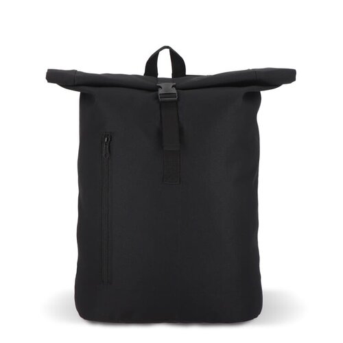 R-PET 600D rolltop rugzak 20 liter – DeBle duurzame rugzak met logo van gerecycled PET, met voorvak, rolltop-sluiting en verstelbare schouderbanden voor bedrijven