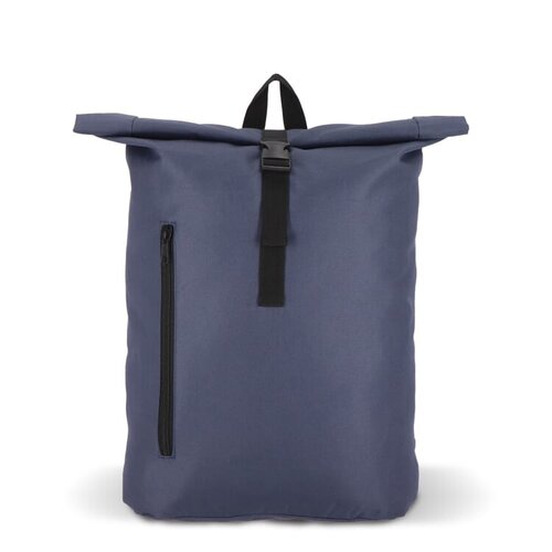 R-PET 600D rolltop rugzak 20 liter – DeBle duurzame rugzak met logo van gerecycled PET, met voorvak, rolltop-sluiting en verstelbare schouderbanden voor bedrijven