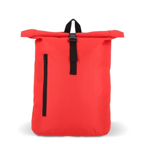 R-PET 600D rolltop rugzak 20 liter – DeBle duurzame rugzak met logo van gerecycled PET, met voorvak, rolltop-sluiting en verstelbare schouderbanden voor bedrijven