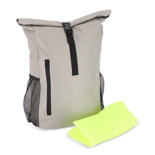R-PET 600D rolltop fietsrugzak 20 liter – DeBle duurzame fietsrugzak van gerecycled PET met clips, rolltop-sluiting en afneembare schouderbanden voor bedrijven