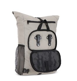 R-PET 600D rolltop fietsrugzak 20 liter – DeBle duurzame fietsrugzak van gerecycled PET met clips, rolltop-sluiting en afneembare schouderbanden voor bedrijven