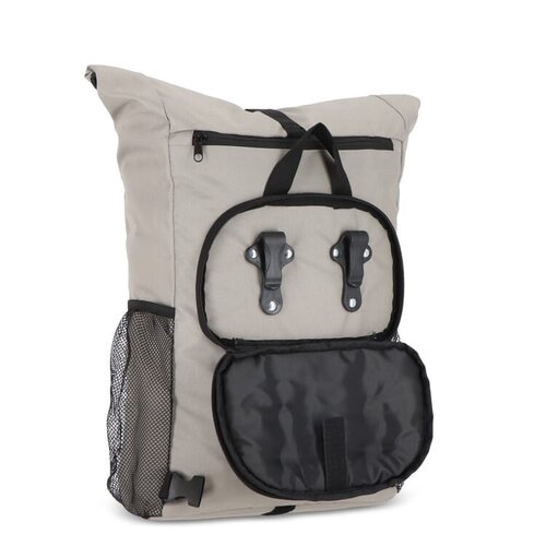 R-PET 600D rolltop fietsrugzak 20 liter – DeBle duurzame fietsrugzak van gerecycled PET met clips, rolltop-sluiting en afneembare schouderbanden voor bedrijven