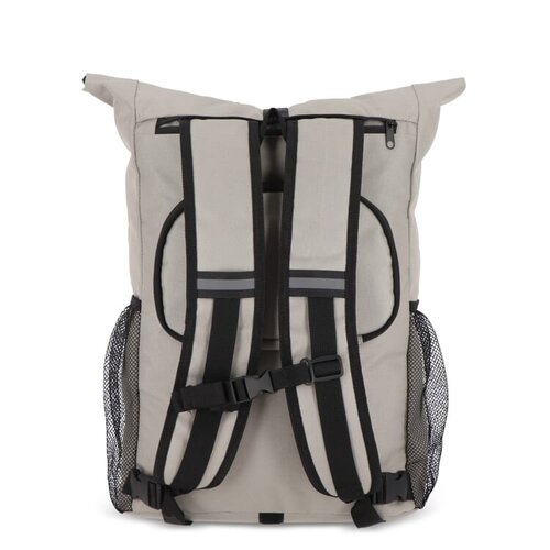 R-PET 600D rolltop fietsrugzak 20 liter – DeBle duurzame fietsrugzak van gerecycled PET met clips, rolltop-sluiting en afneembare schouderbanden voor bedrijven