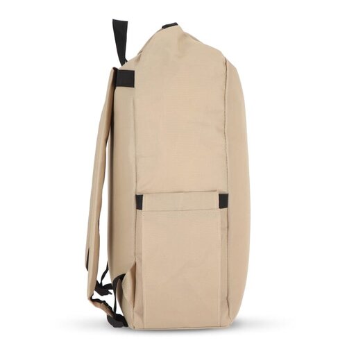 R-PET 600D rolltop gesp rugzak 20 liter – DeBle duurzame rugzak van gerecycled PET met logo, voorvak, zijvak en verstelbare schouderbanden voor bedrijven