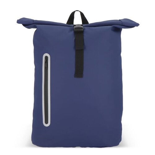 PU-gecoat R-PET 600D rolltop rugzak 20 liter – DeBle duurzame rugzak van gerecycled PET met PU-coating, laptopvak en reflecterende details voor bedrijven