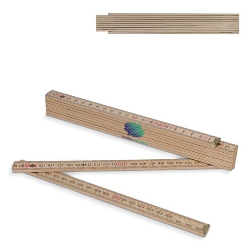 Houten duimstok 2 meter bedrukken met logo DeBle meetlat premium NL BE