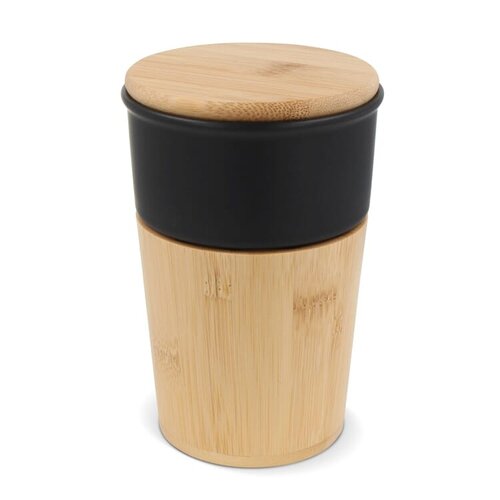 Bamboe mok 300 ml met deksel Wenen LT51105 met logo bedrukken DeBle