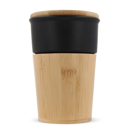 Bamboe mok 300 ml met deksel Wenen LT51105 met logo bedrukken DeBle
