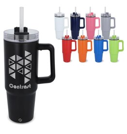 DeBle Miami Thermosbeker met Handvat en Rietje 800 ml LT57004 bedrukken met logo