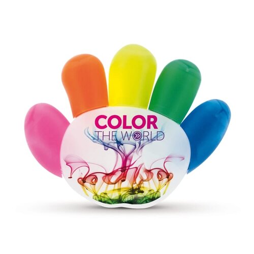 markeerstift hand LT81485 DeBle vijfkleurige markeerstift in handvorm met bedrukkingsruimte