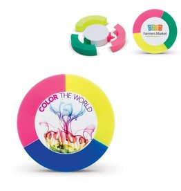 markeerstift puck LT81421 DeBle ronde driekleurige markeerstift met groot drukoppervlak