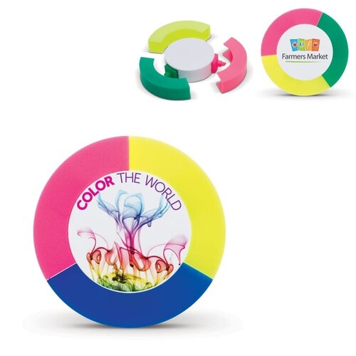 markeerstift puck LT81421 DeBle ronde driekleurige markeerstift met groot drukoppervlak