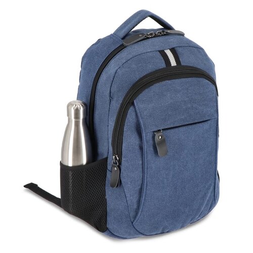 gerecycled katoenen canvas rugzak harper LT95297 DeBle duurzame rugzak met laptopvak en gerecyclede details