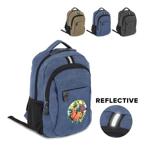 gerecycled katoenen canvas rugzak harper LT95297 DeBle duurzame rugzak met laptopvak en gerecyclede details