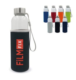 waterfles glas met sleeve LT98822 DeBle duurzame 500ml glazen drinkfles met beschermende sleeve en draagbandje
