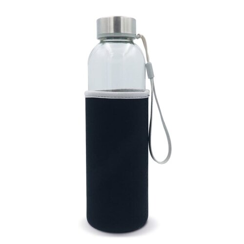 waterfles glas met sleeve LT98822 DeBle duurzame 500ml glazen drinkfles met beschermende sleeve en draagbandje