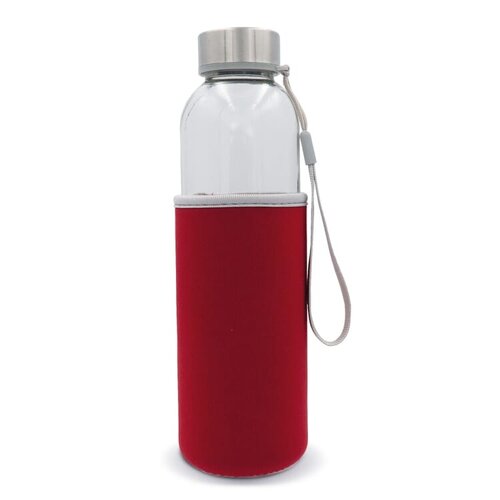 waterfles glas met sleeve LT98822 DeBle duurzame 500ml glazen drinkfles met beschermende sleeve en draagbandje