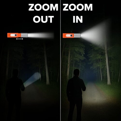 oplaadbare led zaklamp LT93319 DeBle 10W 300 lumen zaklamp met zoomfunctie en USB-C oplaadbare batterij