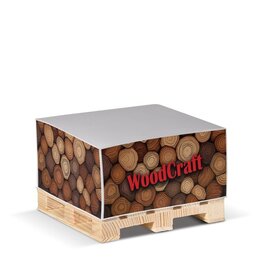 DeBle palletblok 10x10x5cm LT91739 papierkubus wit papier houten pallet B2B relatiegeschenk