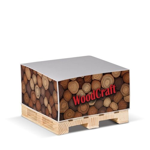 DeBle palletblok 10x10x5cm LT91739 papierkubus wit papier houten pallet B2B relatiegeschenk